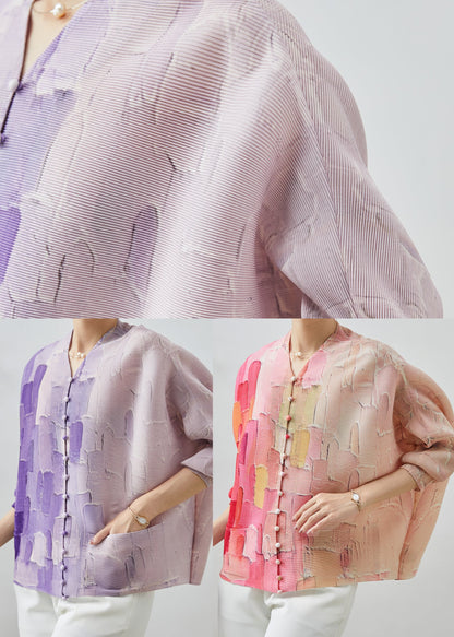Purple Print Shirt Top Oversized Spring