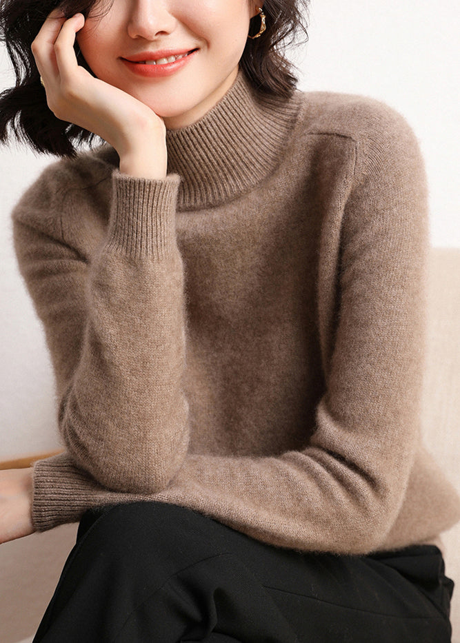 Dark Camel Turtleneck Cashmer Sweaters Winter