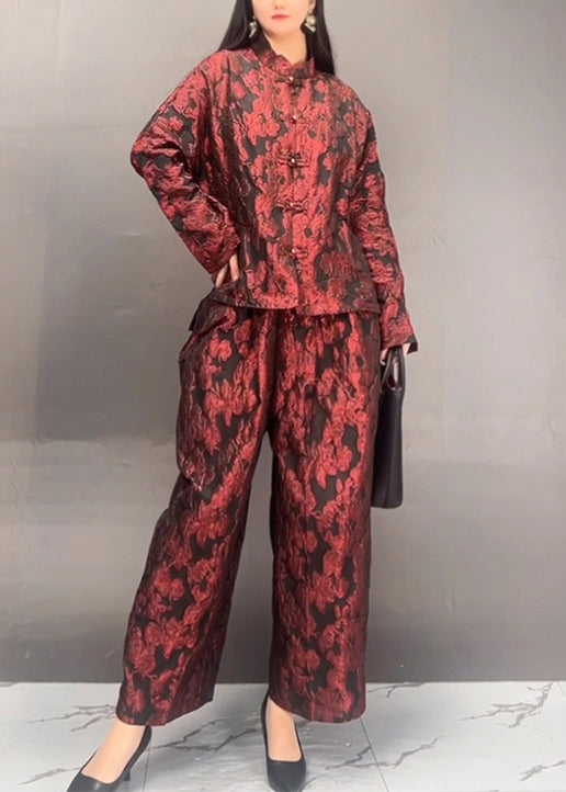 Mulberry Tops and Pants Cotton Two Pieces Set Fall