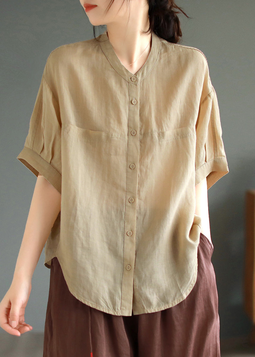Green Oversized Linen Shirt Top Summer