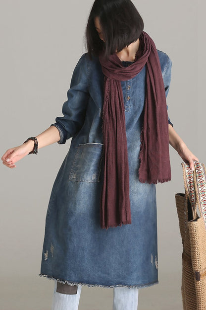 Blue Denim Dresses Fall Outfits