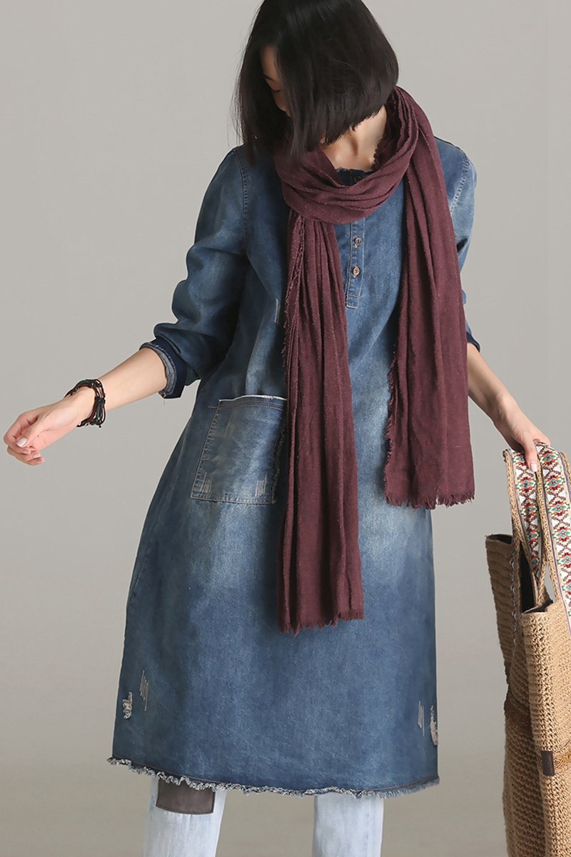 Blue Denim Dresses Fall Outfits