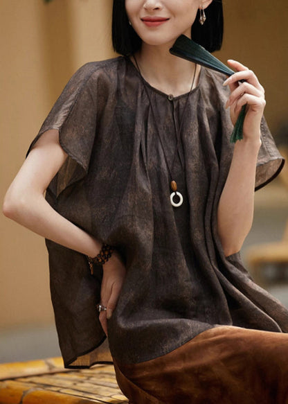 Brown Oversized Cotton Tank Tops Summer