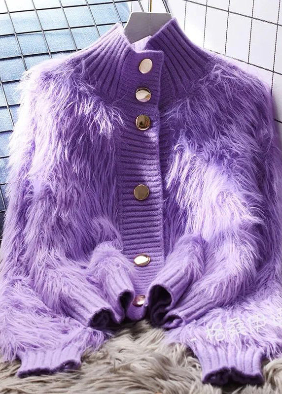 Imitation Mink Fleece Jacket High Neck Short Sweater