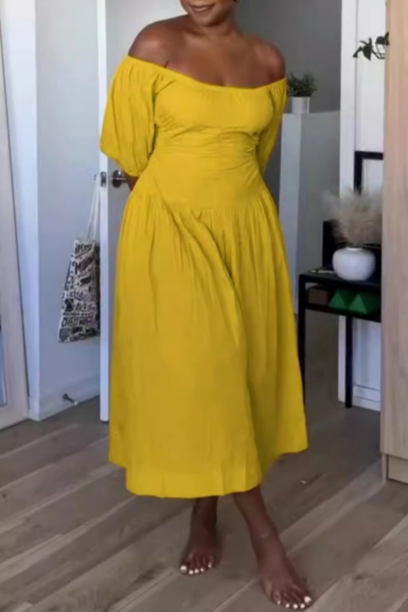 Basic U Neck Long Dresses