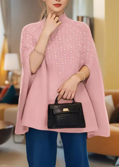 Pink Turtleneck Thick Cotton Knit Sweaters Winter