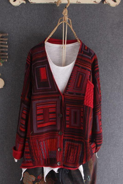 Knitted Thin Single Breasted V-neck Sweater