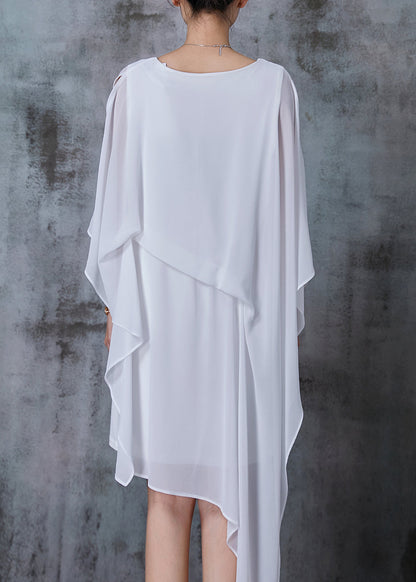 White Cold Shoulder Asymmetrical Design Dresses Summer