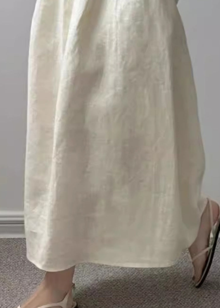 New Beige Pockets High Waist Cotton Skirts Summer