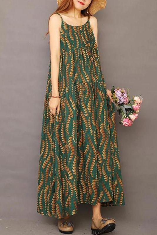 Limited Stock- Summer Printed 100% Cotton Suspender Pinafore Dress