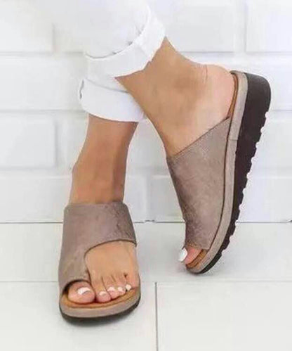 European and American Style Khaki Slippers Shoes Splicing