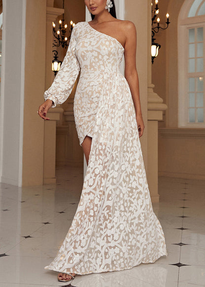 Apricot Slanted Neck Asymmetrical Design Dress Summer