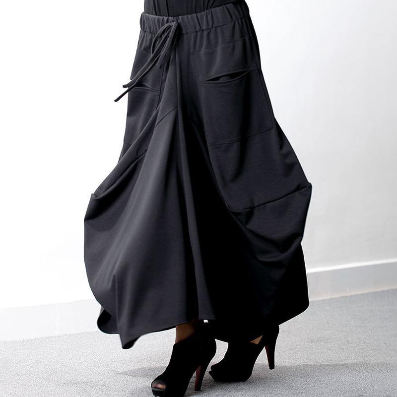 Cotton Clothes 18th Century Elastic Waist Black Skirt