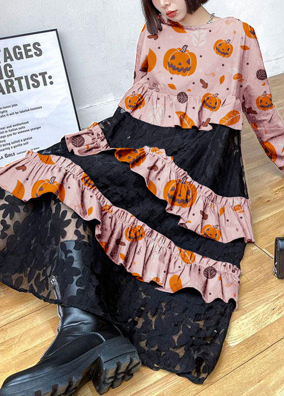 Black Ruffles Fall Lace Dresses