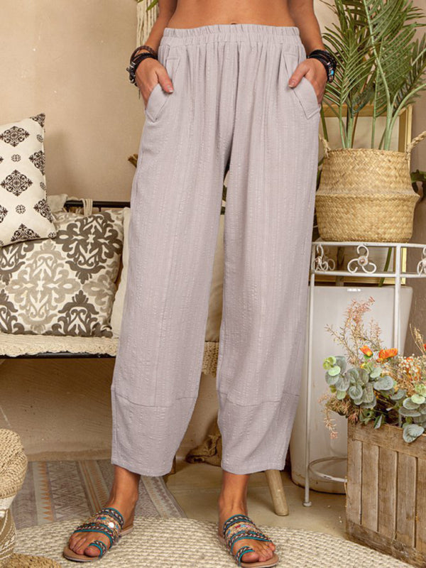 Color Loose Cotton Linen Pants Home Harem Pants