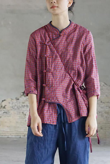 Limited Stock- Retro Plaid 100% Linen Shirt