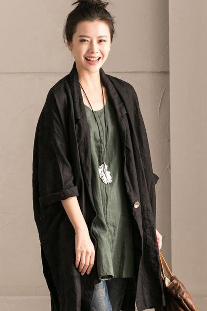 Green Cotton Linen Sleeveless Long Vest Summer for Outfits