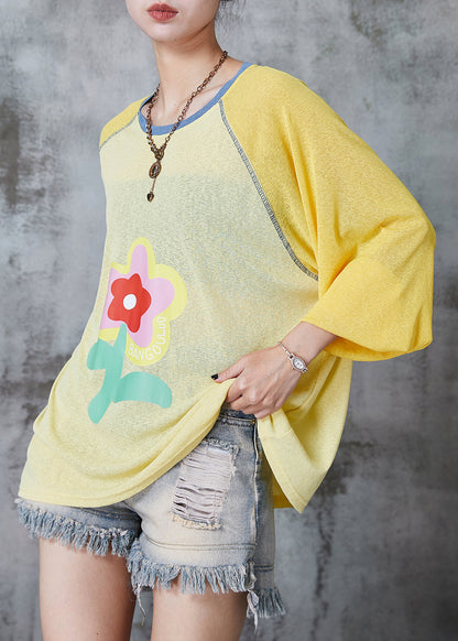 Modern Yellow Oversized Cotton Blouse Top Summer