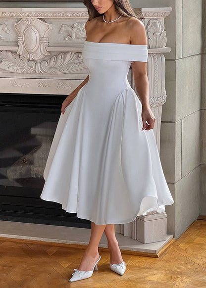 Summer White One Collar Strapless Dress