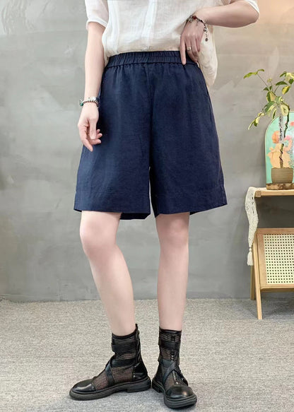 Purple Oversized Pockets Linen Shorts Pants Summer