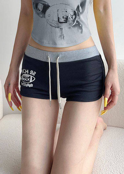Letter Printed Lace Up Workout Gym Shorts Running Shorts
