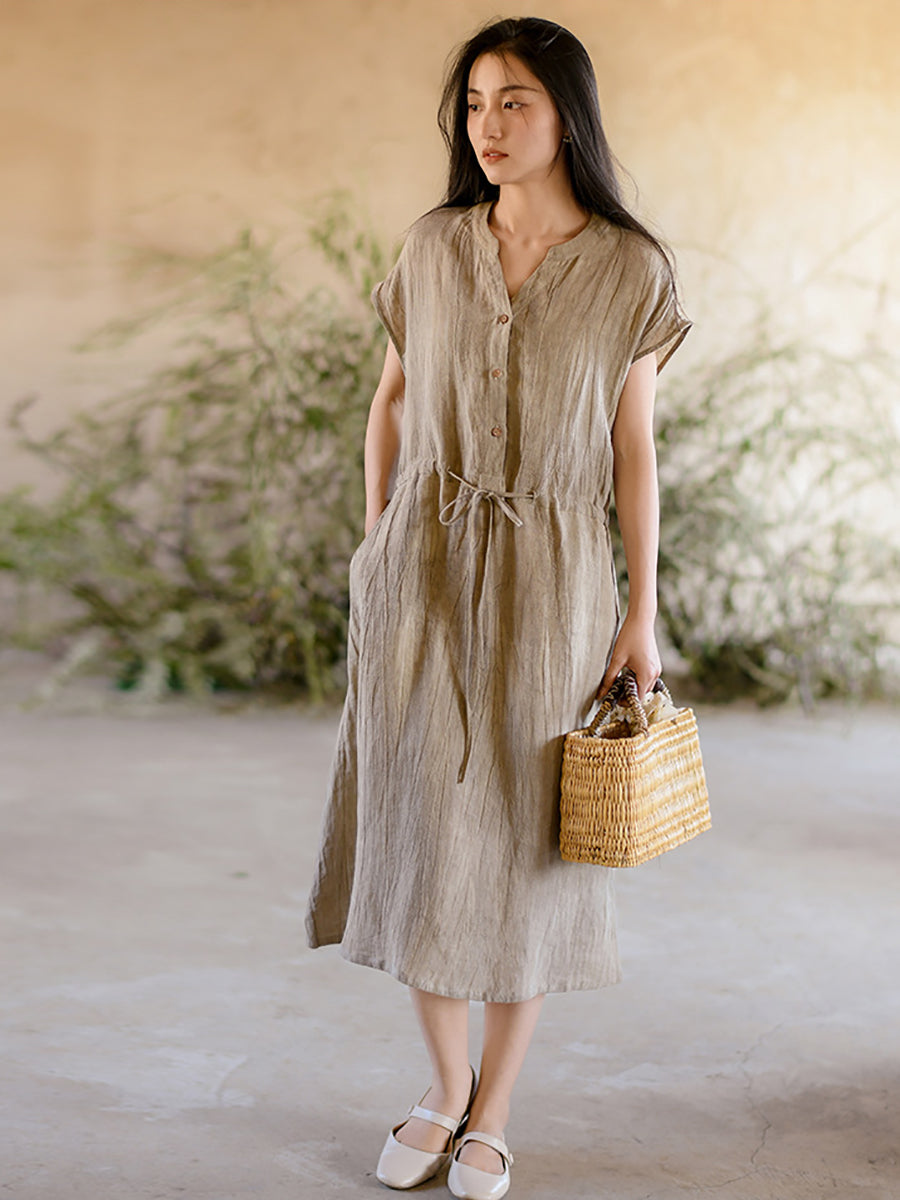 Summer Strap Wrist Linen Dress