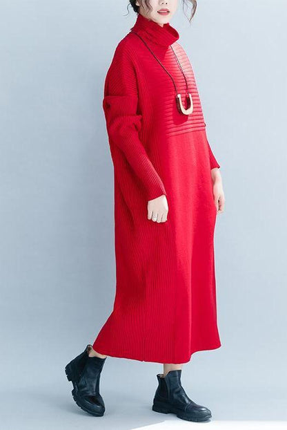 Loose High Neck Maxi Sweater Dresses