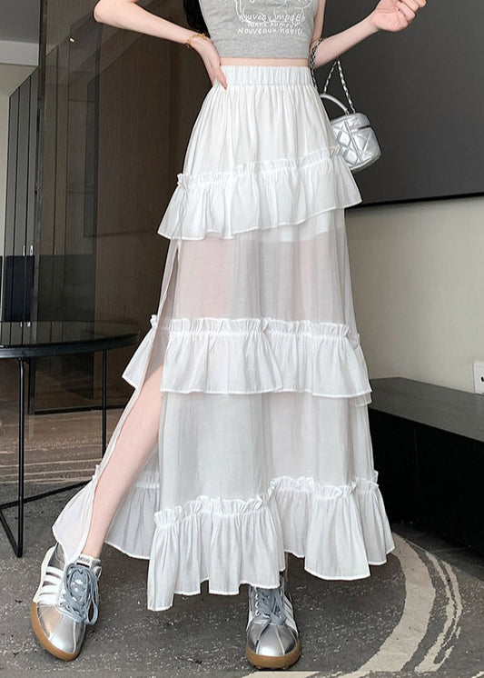 White Side Open Cotton Summer Skirts
