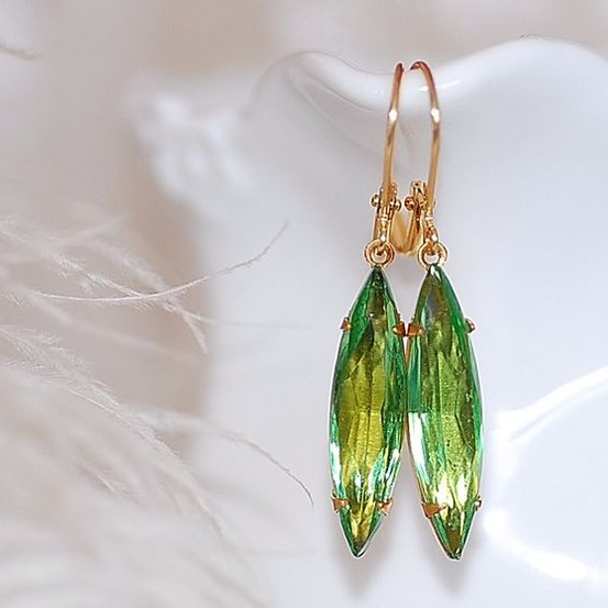 Green Stone Dangling Earrings