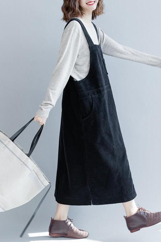 Loose Corduroy Strap Dresses Fall Outfits