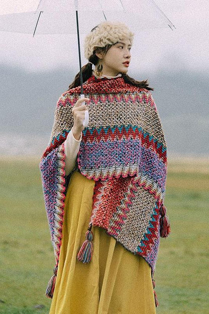 Winter Knitted Warm Tassel Scarf Shawl