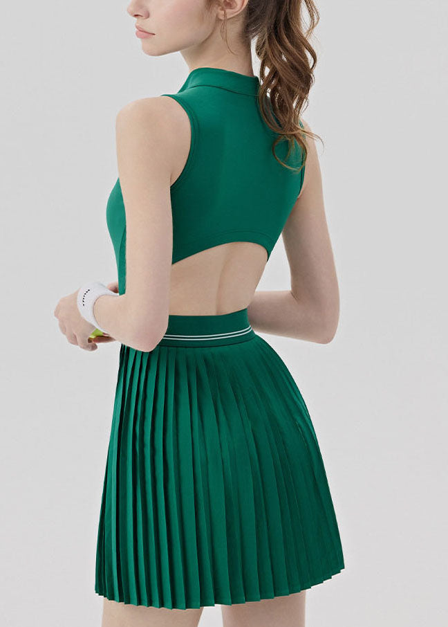 Style Blue Hollow Out Wrinkled Sports Dress