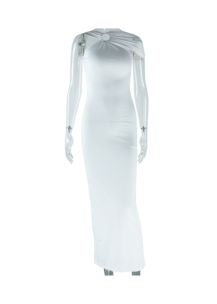 White Backless Hollow Out Cotton Dress Summer