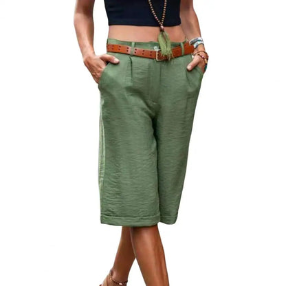 Knee-length Shorts Straight Wide Leg Sweat Absorption Lightweight Pure Color Short Sweatpants