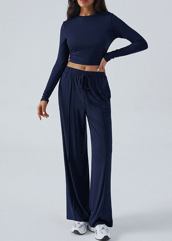 Style Apricot Tops and Pants Cotton Two-piece Set Fall