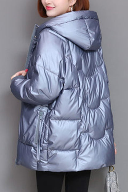 Black Hooded Thick Winter Down Jacket