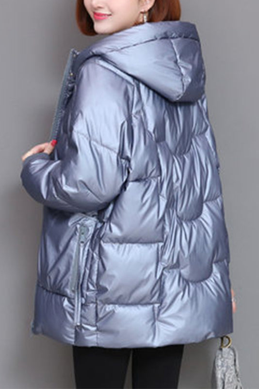 Black Hooded Thick Winter Down Jacket