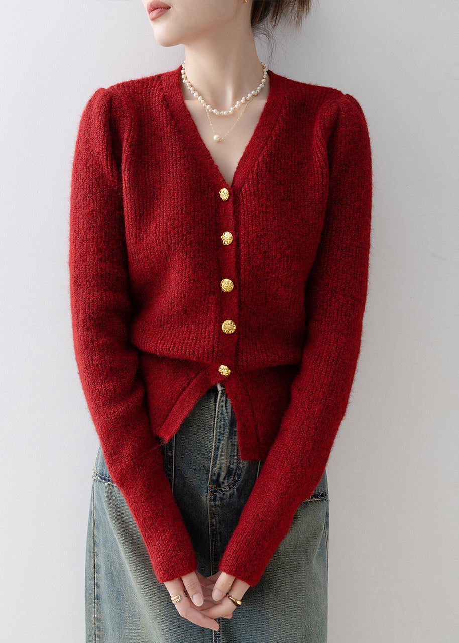 Mulberry V Neck Silm Fit Knit Cardigans Winter