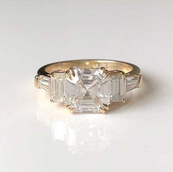 White Glass Gold Ring
