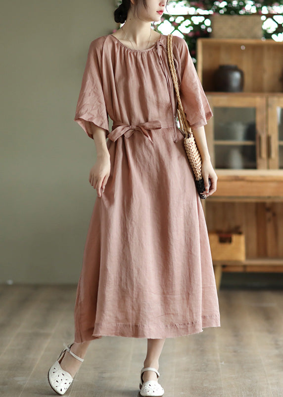 Novelty Pink Wrinkled Patchwork Maxi Dress Summer