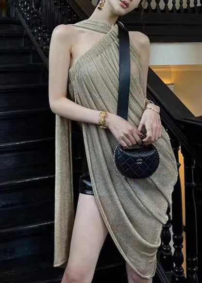 New Asymmetrical Wrinkled Side Open Tank Top Sleeveless