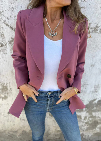 Purple Peter Pan Collar Button Suit Coat Fall