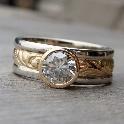 Anillo Vintage Zirconia Oro y Plata