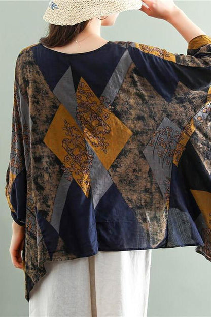 Irregular Hem Stitching Leaf T-shirt