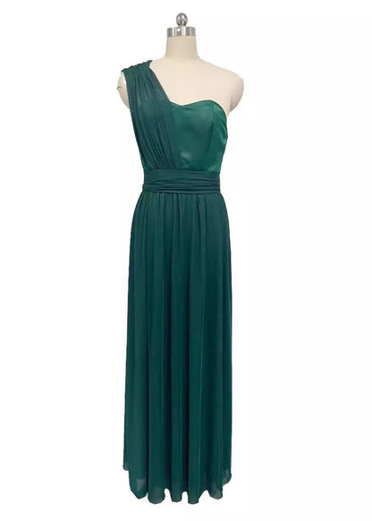 Stylish Blackish Green One Shoulder Backless Tulle Long Dress Summer