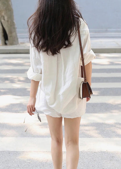 Linen Shirts and Shorts Two Pieces Set Summer