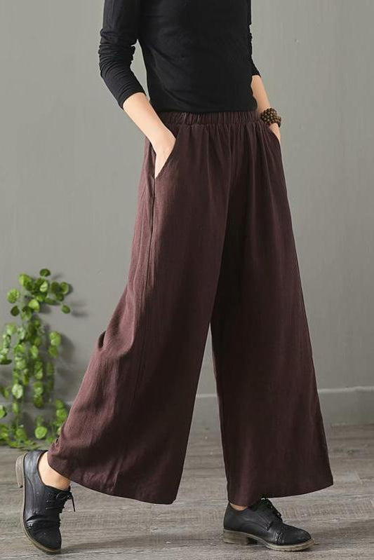 Cotton Linen Wide Leg Pants