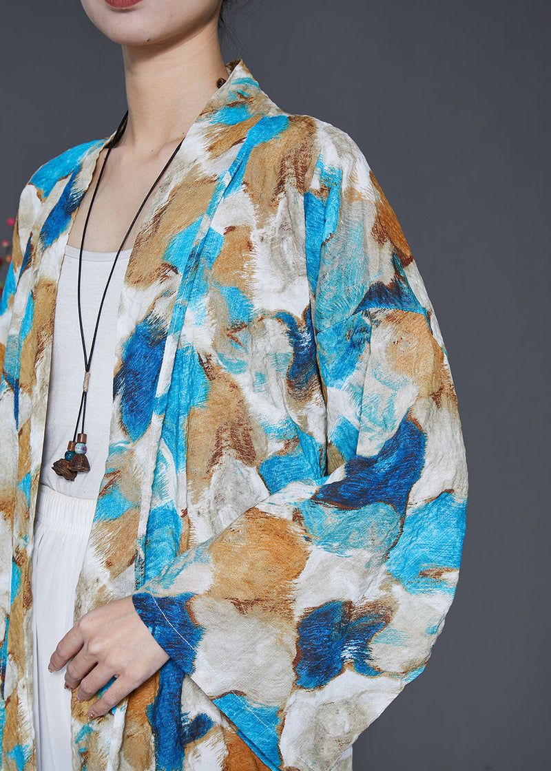 Blue Oversized Tie Dye Cotton Cardigans Spring