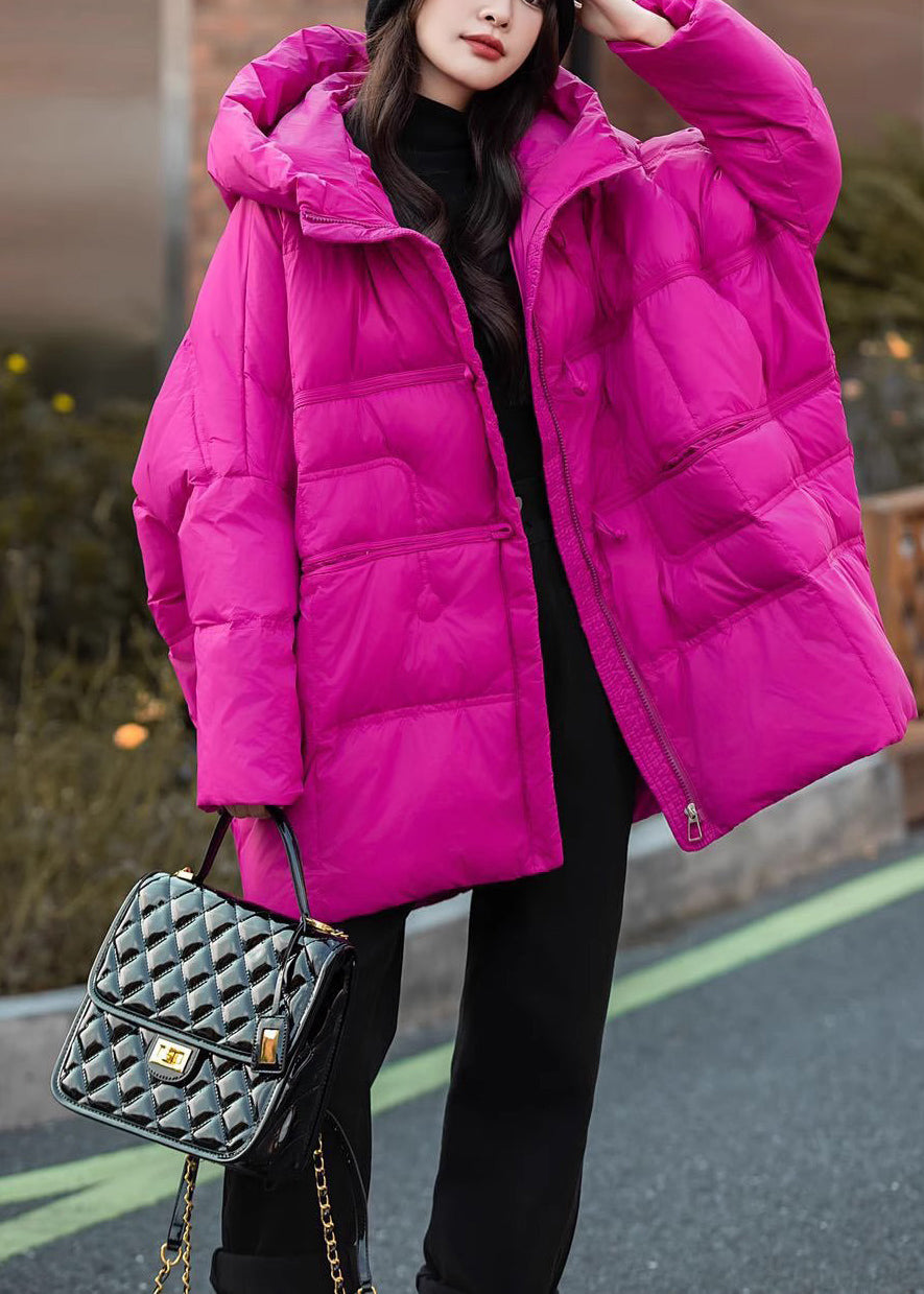 Rose Hooded Duck Down Puffer Jacket Winter
