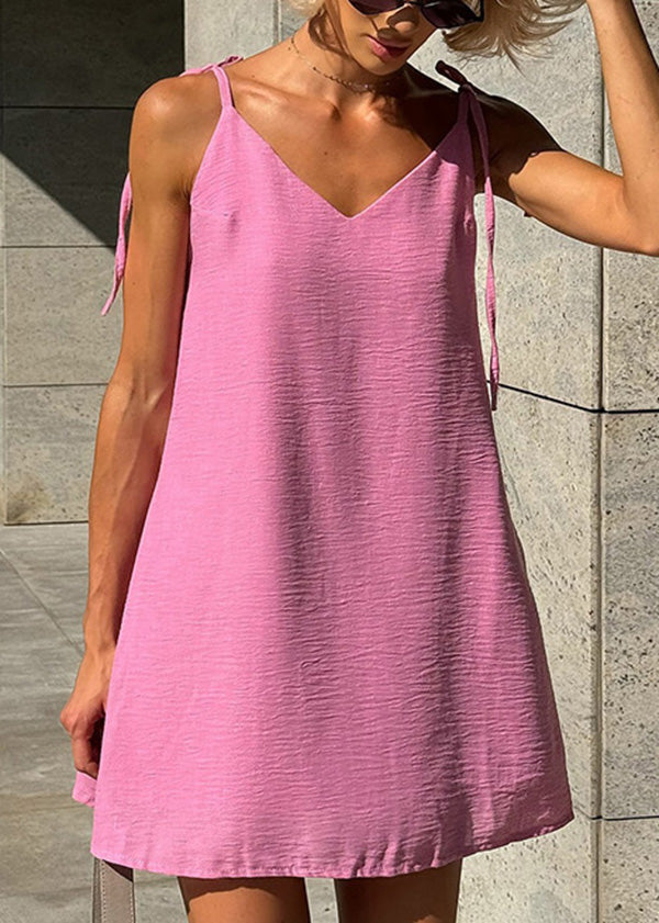 White Backless Lace Up Cotton Mini Dresses Summer